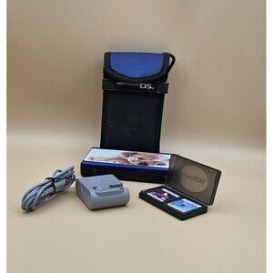 Nintendo DS Lite Cobalt Blue-Black Console Bundle w Case Charger and games